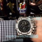 Newest Copy Audemars Piguet Survivor Black Chronograph Silver Bezel Watch